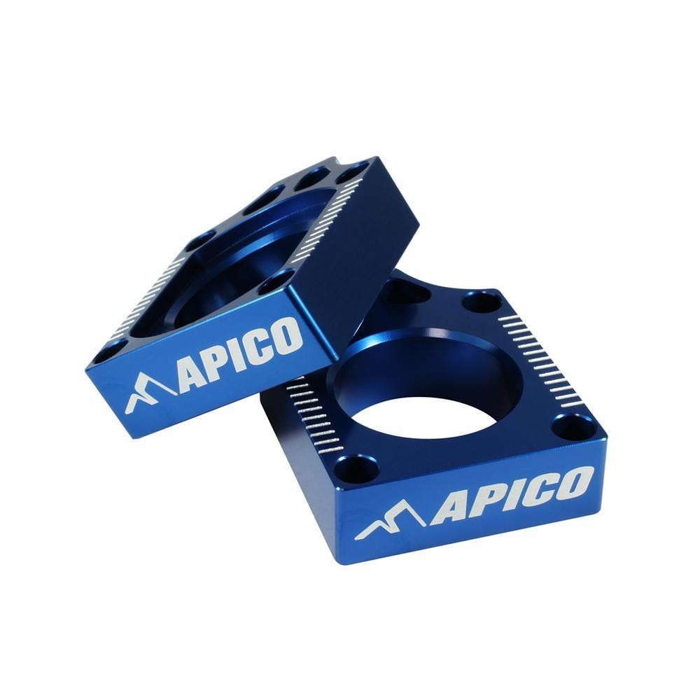 Apico RAB-10 BLUE - Apico Rear Axle Blocks for KTM SX/SXF 125-530 2000-2012, Husqvarna TE/FE 125-530 2000-2023, Gas Gas EC/EX/EC-F 2021-2023 Blue