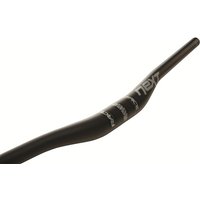 Black Race Face Next 20mm riser handlebar with white logo and sleek, curved design.