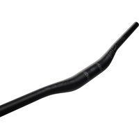 Black carbon fiber handlebar with slight rise and Race Face logo, designed for mountain biking.