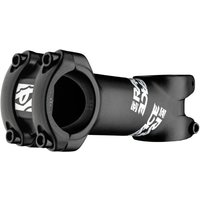 Black Race Face Ride 31.8mm MTB stem with white logo, four-bolt faceplate, and sleek, durable design.