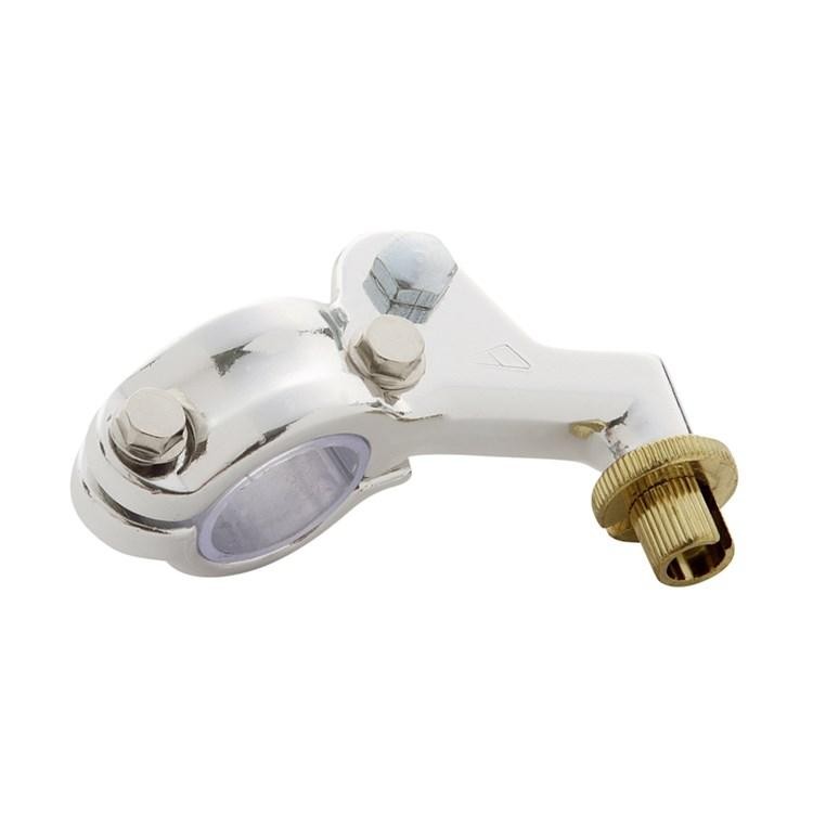 Silver Raceline clutch lever holder perch designed for Honda CR 2-stroke motorcycles, featuring a polished metal finish, two mounting bolts, and a gold-colored adjustment knob.