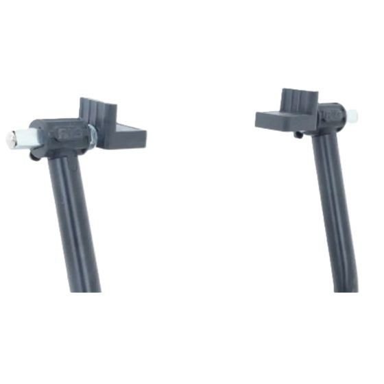 Black rubber cups designed for motorcycle paddock stands, featuring a sturdy construction and a sleek, minimalistic design for secure support.