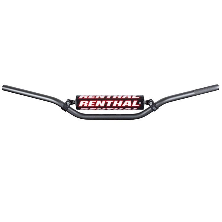 Renthal 773 7/8 CR Mid Bend Handlebars in titanium with a black finish, featuring a prominent red and white Renthal logo across the center.