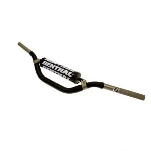 Black aluminum handlebar with a central Renthal logo in white, featuring a twin-wall design for added strength, suitable for Yamaha YZ/YZF models.