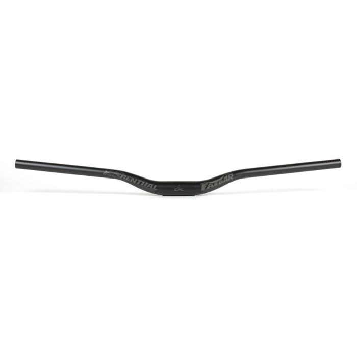 Black Renthal FatBar Lite 35 V3 handlebar, made of lightweight aluminum, features a 30mm rise and 760mm width, designed for improved control and comfort in biking.
