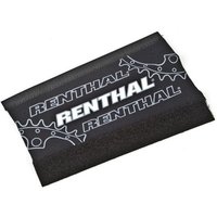 Black Renthal padded chainstay protector with white logo and gear design, large size.