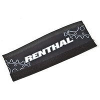 Black Renthal padded chainstay protector with white logo and gear pattern, small size, Velcro closure.