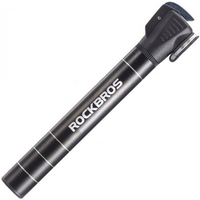 Black Rockbros JG-1040B bicycle pump with sleek design, silver logo, and ergonomic handle.