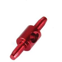 Red RockShox Barb Connector for Reverb Stealth, cylindrical with threaded ends and central hole.