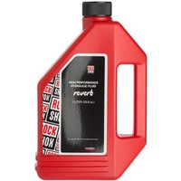 Red RockShox Reverb hydraulic fluid bottle, 1 litre, with black label and white text, featuring a side handle.