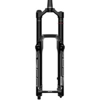 Black RockShox ZEB Ultimate Charger 3.1 RC2 29" Boost Forks with silver decals and adjustable suspension knobs.