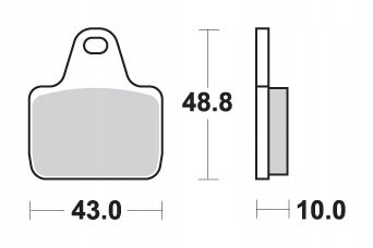 SBS Brzdové Dotiky KH435/4 Racing Dual 805DC brake pads, featuring a rectangular shape with a smooth surface, dimensions 43.0mm x 48.8mm x 10.0mm, designed for high-performance racing.