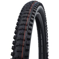 Black Schwalbe Big Betty 27.5" bike tyre with aggressive tread pattern and red stripe along the side.