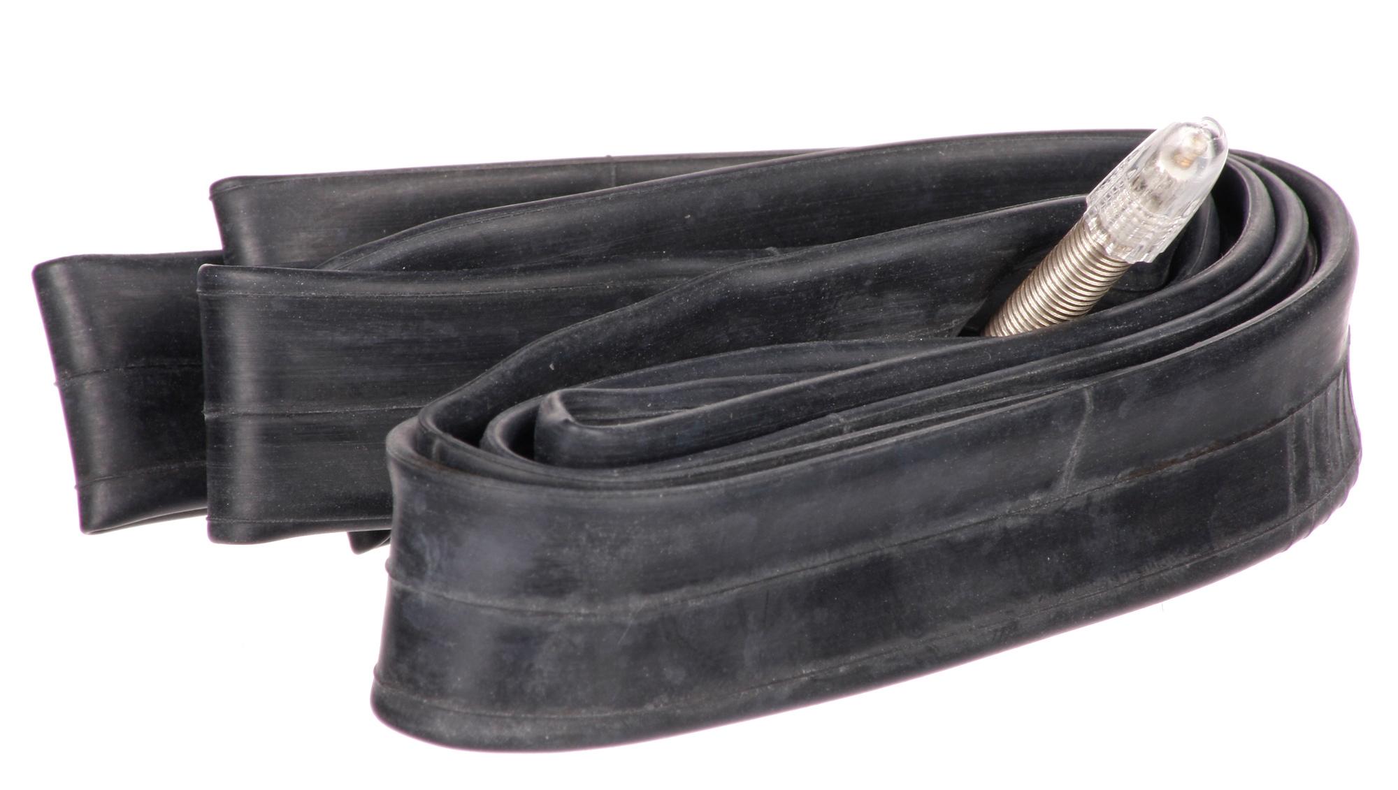 Black Schwalbe Extra Light bike inner tube, 700c x 18-25c, with a silver Presta valve stem.