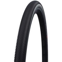 Black Schwalbe G-One Allround gravel tyre with textured tread and folding design for 700c wheels.