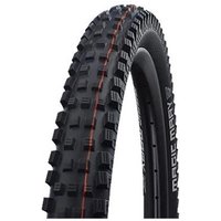 Black Schwalbe Magic Mary 29" MTB tyre with aggressive tread pattern and red stripe, folding design, Addix Soft compound.