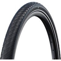Schwalbe Motion Big Apple 26" tyre, black with textured tread pattern, RaceGuard protection, wired design.