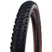 Black Schwalbe Smart Sam Performance ADDIX 27.5" tyre with knobby tread and brown sidewall.