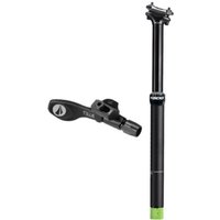 Black SDG Tellis V1 Dropper Post, 31.6mm diameter, 170mm length, with green base and remote lever.