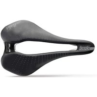Black Selle Italia SLR Boost Gel Ti316 Superflow Saddle with ergonomic cutout and sleek, aerodynamic design.