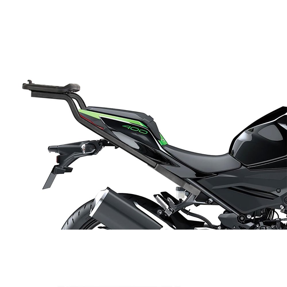 Black Top Master Topcase Fitting by Shad, featuring a sleek design with a green accent, suitable for 90 cm size, made from durable material for motorcycle mounting.
