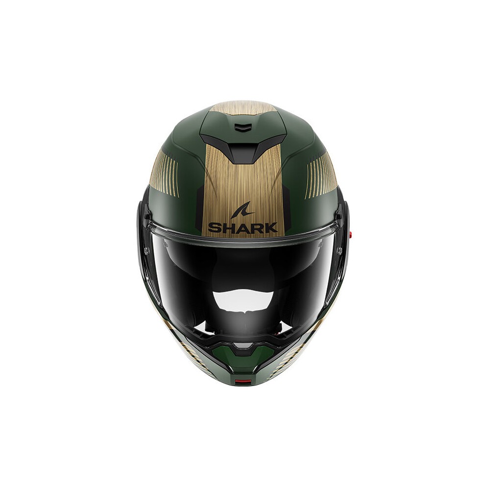 Shark Oxo Sikter Flip Front Motorcycle Helmet M Matt Green Chrome Gold (GUQ) - image 2