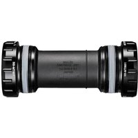 Black Shimano BB-MT801 bottom bracket cups with English thread, featuring white seals and 68/73mm width.