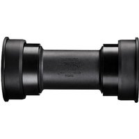 Black Shimano BB-RS500 Road-Fit Bottom Bracket with smooth cylindrical design and integrated bearing cups.