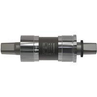Shimano BB-UN300 tapered bottom bracket, silver and black, with British thread and cylindrical design.