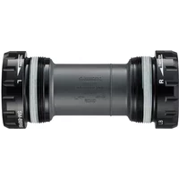 Shimano BBR60 Ultegra 6800 Bottom Bracket, black cylindrical body with threaded cups and white seals.