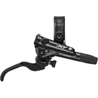Black Shimano XT right-hand brake lever with ergonomic grip and sleek design.