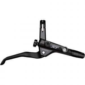 Black Shimano BL-T8100 Deore XT I-Spec EV brake lever with a sleek design, featuring an adjustable reach and integrated mounting system for easy installation.