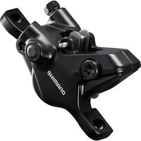 Black Shimano BR-MT410 Deore 2-pot caliper, sleek design, visible bolts, and Shimano logo on the side.