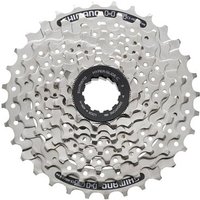 Silver Shimano CS-HG41 8-speed MTB cassette with black center and multiple sprockets.