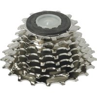 Shimano CS-HG50 8 Speed Road Cassette, silver metal gears stacked in a cone shape with black center ring.