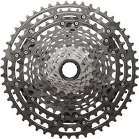 Shimano CS-M9200 XTR 12-speed cassette, silver and black, 10-51T gear range, intricate sprocket design.