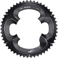 Black Shimano FC-R7000 chainring with 105 branding, sleek design, and multiple bolt holes.