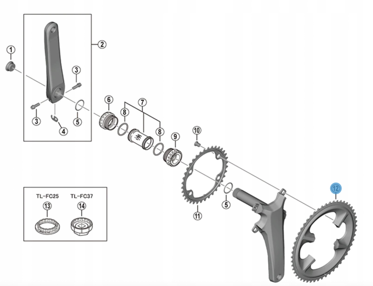 Shimano FC-R8100 Ultegra 12-Speed Outer Chainring in silver, featuring 50 teeth, designed for precise shifting, with a lightweight aluminum construction and compatibility with Shimano's 12-speed systems.