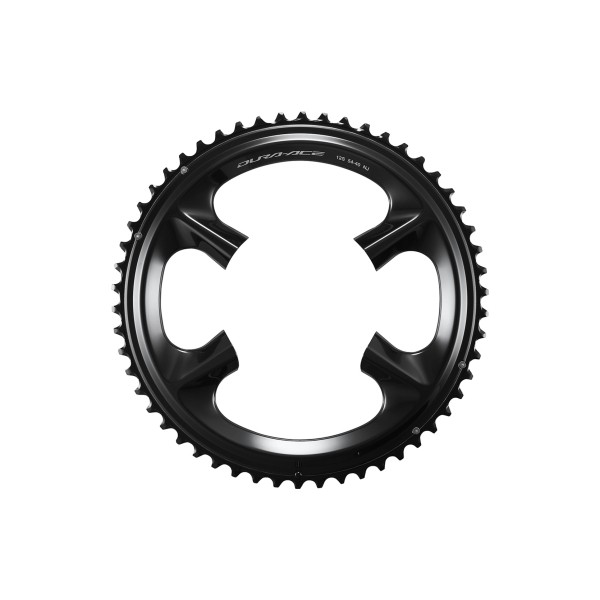 Black Shimano FC-R9200 Dura Ace 12-speed double outer chainring with 50 teeth, featuring a sleek design and precision-cut teeth for optimal performance.