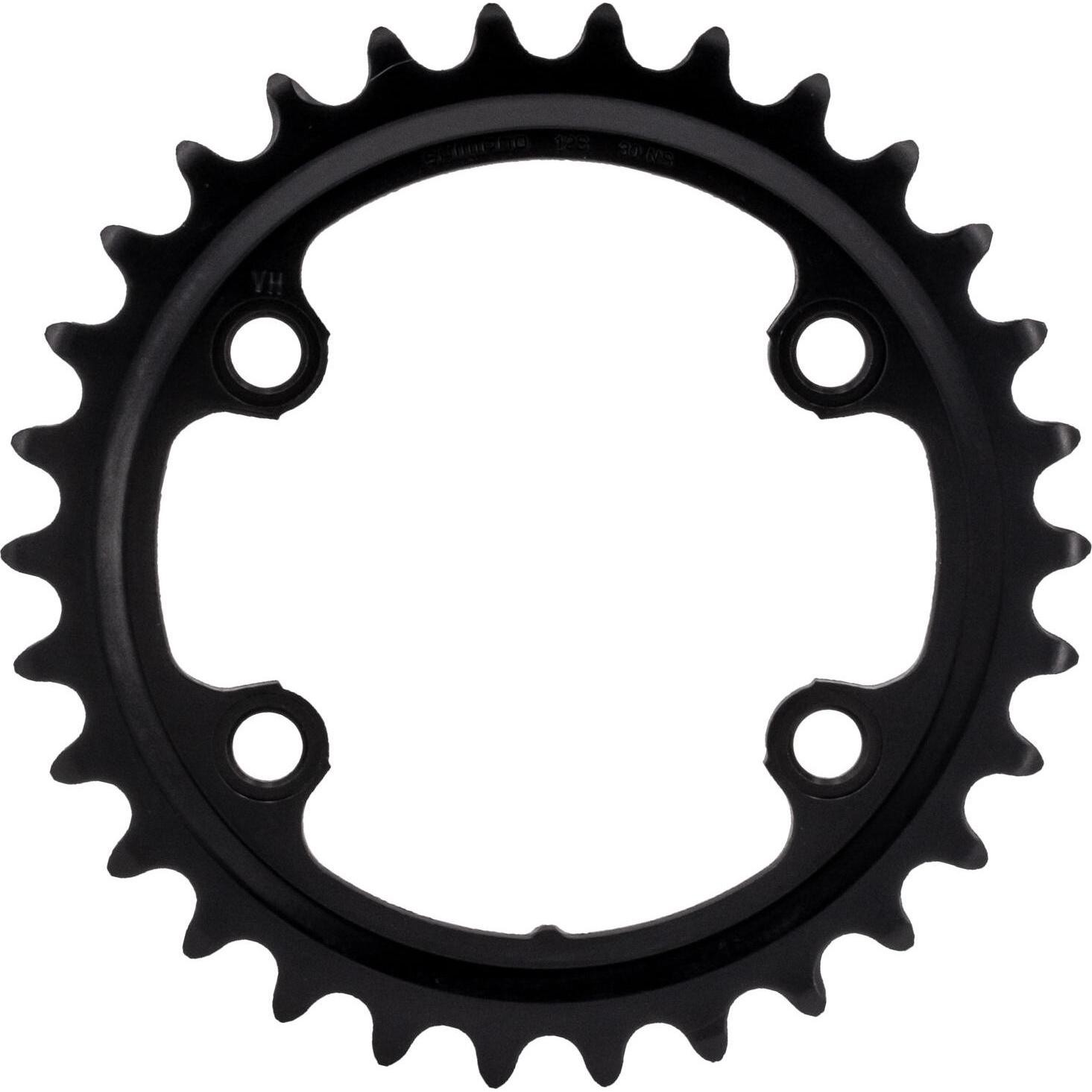 Black Shimano FC-RX610-2 GRX 12-speed double chainring featuring 30 teeth, with a circular design and four mounting holes for secure attachment.