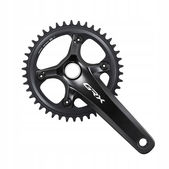 Shimano FC-RX820 GRX single chainset in black, featuring a 172.5mm crank arm and 42-tooth chainring, designed for 12-speed drivetrain compatibility.