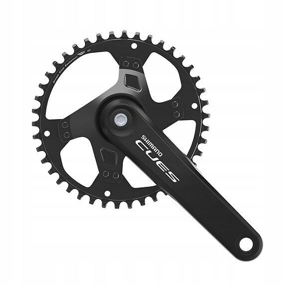 Black Shimano FC-U4000 CUES chainset featuring a 40-tooth chainring and 175mm crank arms, designed for 9, 10, and 11-speed bike systems.