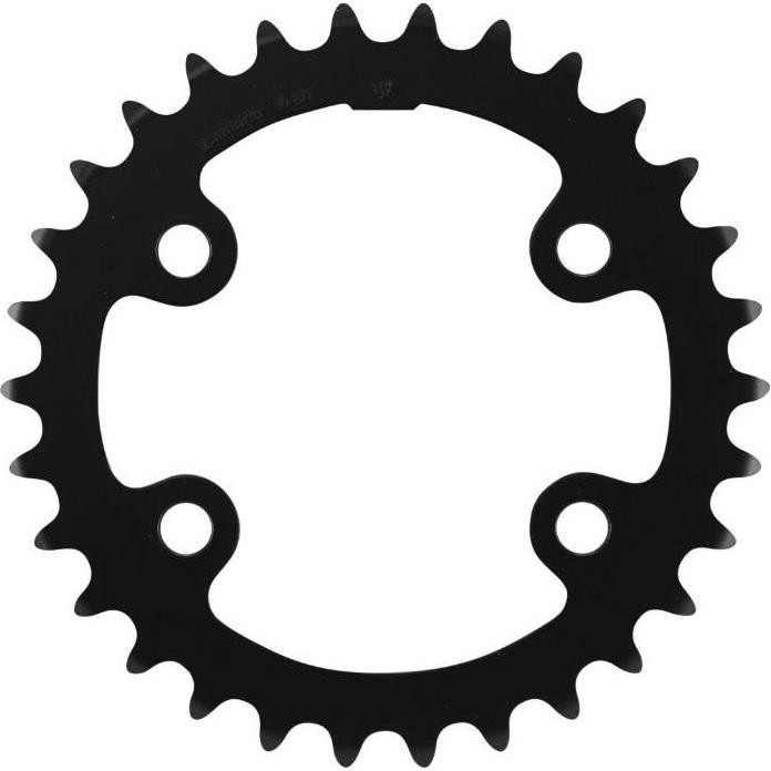 Black Shimano FC-U6000-2 CUES 30T double inner chainring with five bolt holes and sharp teeth, designed for 9/10-speed compatibility.