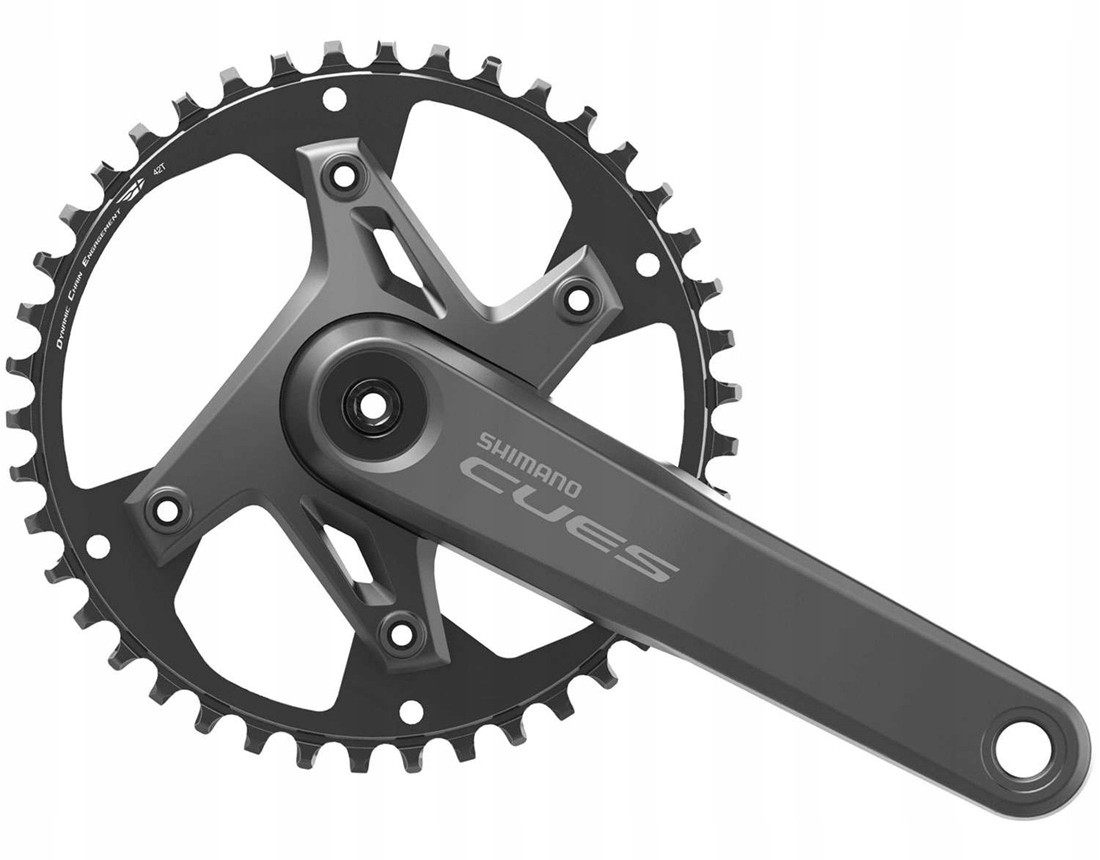 Shimano FC-U6000 CUES chainset in gray, featuring a 42T chainring and 170mm crank arms, designed for 9/10/11-speed systems with a sleek, modern aesthetic.