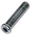 Silver metal Shimano gear inner wire cap, cylindrical shape with a smooth surface and flared ends, designed for 1.2mm inner wire applications.