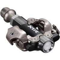 Shimano PD-M9200 XTR XC Race Pedals, metallic with dual-sided entry and black XTR logo.