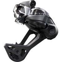 Black and silver Shimano RD-M9250 Di2 wireless XTR 12-speed rear derailleur with sleek design and integrated pulley.