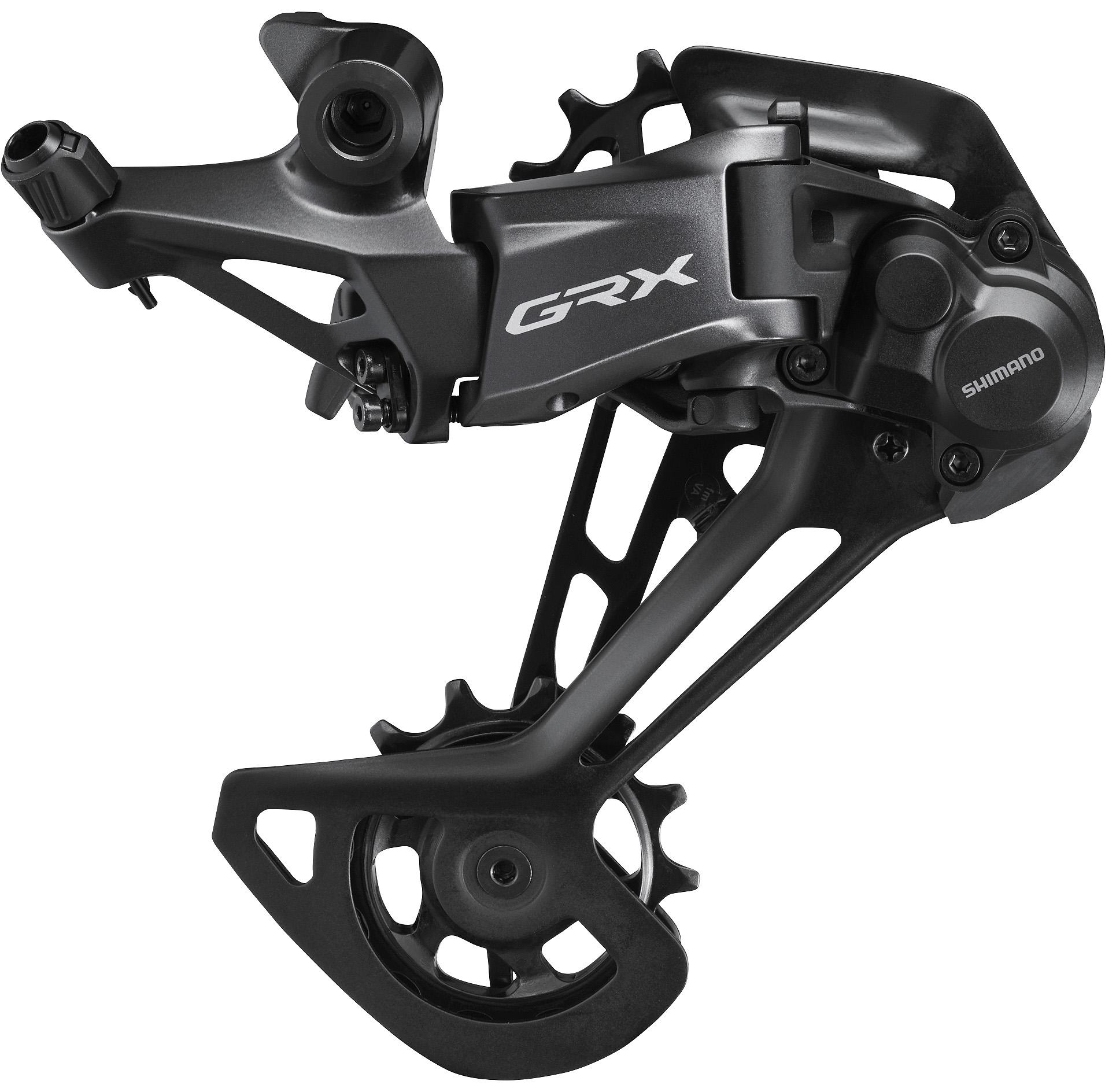 Black Shimano RD-RX822 GRX 12-speed rear derailleur with a sleek design, featuring a prominent GRX logo and a single 51T capacity, made from durable materials for optimal performance.