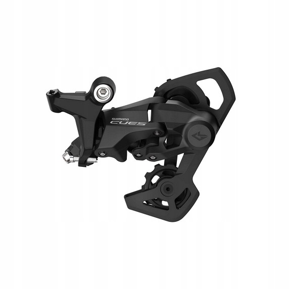 Shimano RD-U4010 CUES rear derailleur in sleek black finish, featuring a robust design, adjustable tension, and compatibility with 9/10-speed systems for smooth gear shifting.