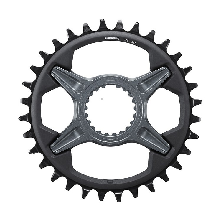 Shimano SM-CRM75 single chainring in black and silver, featuring a 30T design, made of durable aluminum with five arms and sharp teeth for optimal performance.